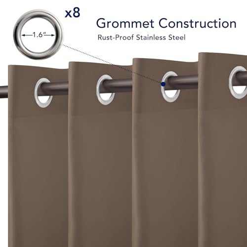 PureFit Outdoor Curtains for Patio Waterproof Weatherproof, UV and Fade Resistant Outside Curtains for Gazebo, Front Porch, Pergola, Sun Blocking Privacy Curtain, 52W x 95L inch, 1 Panel, Camel - Image 4