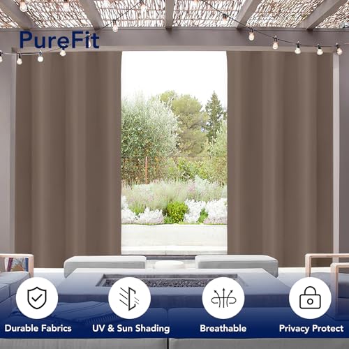 PureFit Outdoor Curtains for Patio Waterproof Weatherproof, UV and Fade Resistant Outside Curtains for Gazebo, Front Porch, Pergola, Sun Blocking Privacy Curtain, 52W x 95L inch, 1 Panel, Camel - Image 3