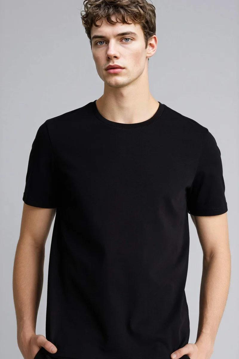 ديفاكتو Slim Fit Crew Neck Short Sleeve T-Shirt