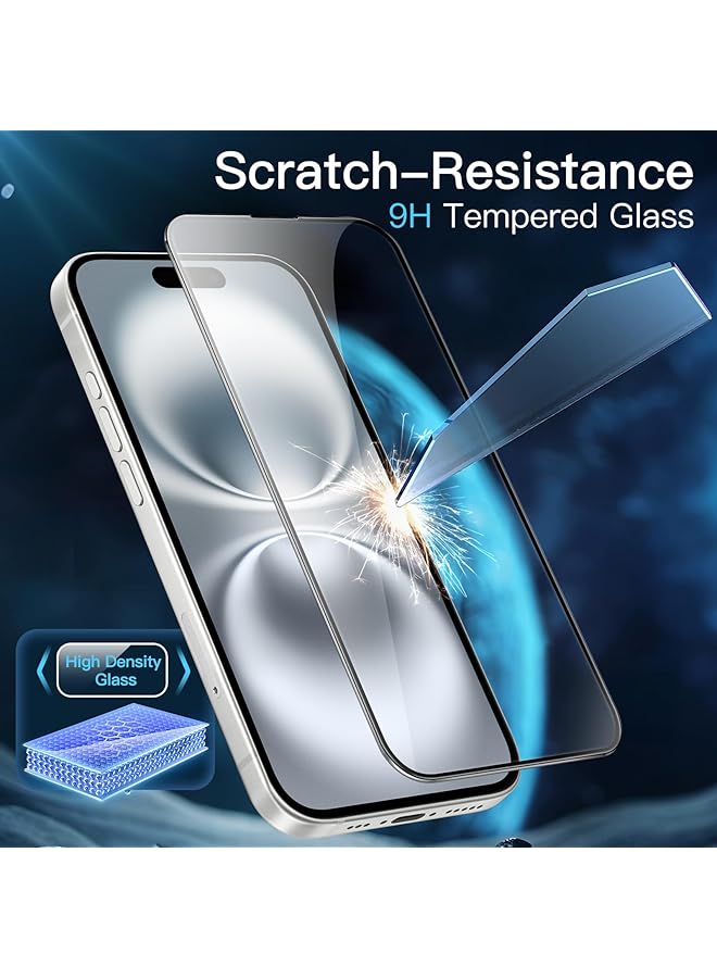 جي تيك واقي شاشة بتغطية كاملة لهاتف آيفون 16 مقاس 6.1 بوصة بحافة سوداء من الزجاج المقوى مع أداة تثبيت سهلة، عبوة من 3 قطع شفافة عالية الدقة - Image 5