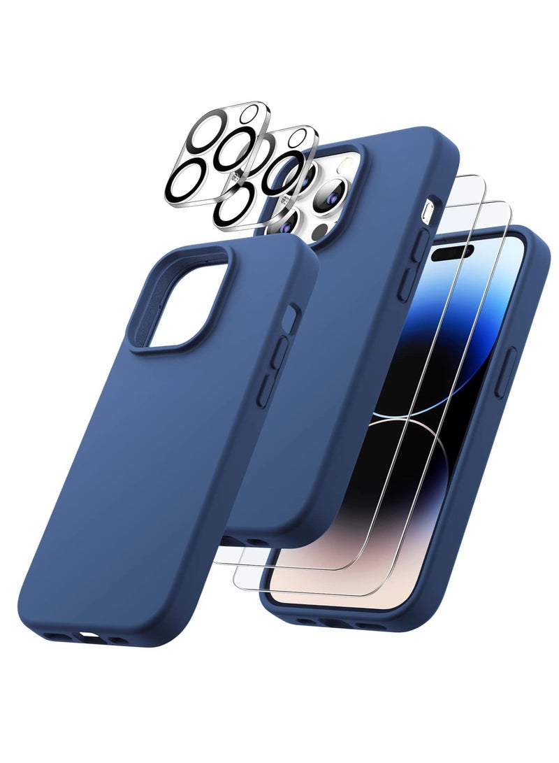 ELTRAZONE iPhone 14 Pro Max 5-in-1 Case – Blue Liquid Silicone with 2 Screen Protectors, 2 Camera Lens Protectors, Full Body Shockproof Drop Protection, 6.7 Inch - Image 1