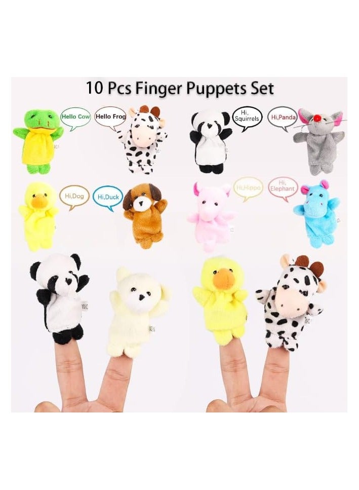 Flushrenic 10-piece finger puppet set - Soft plush animal finger puppet toys, mini plush toys suitable for boys and girls, for performances, playtime, and school party gifts. - Image 3
