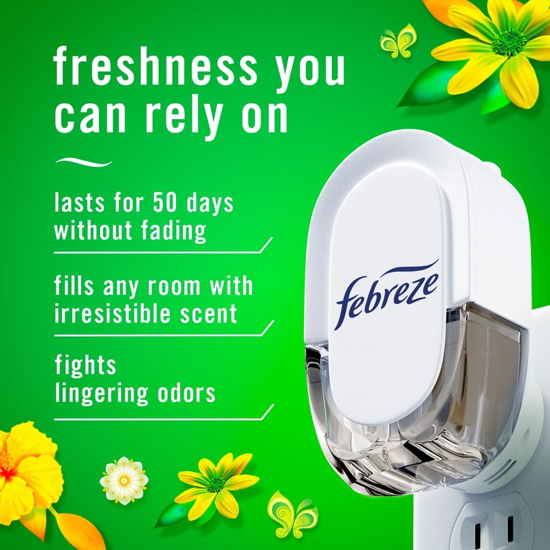 febreze معطرات الهواء Febreze Plug In للمنزل، معطر هواء Plug In، Gain Scent، مضاد للروائح الكريهة للروائح القوية، 1 سخان + 2 عبوة زيت - Image 2