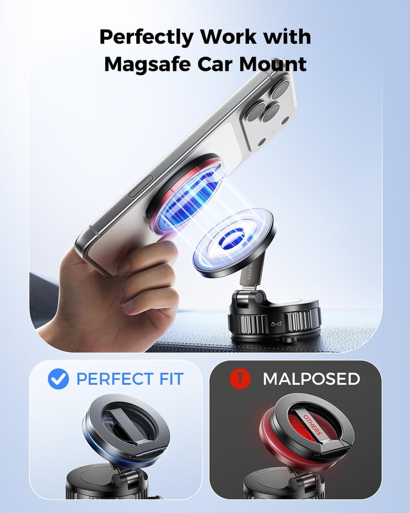 SUPERONE [2026 Upgraded] Magnetic Phone Grip for MagSafe Kickstand, Removable Gym Dual-Side Magnetic Phone Holder Mag Safe Phone Stand for iPhone 17/16/15/14/13/12 MagSafe Case, Fit MagSafe Car Mount - Image 4