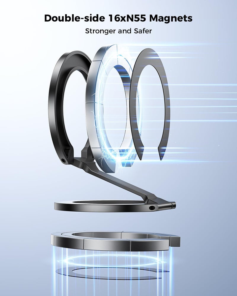 SUPERONE [2026 Upgraded] Magnetic Phone Grip for MagSafe Kickstand, Removable Gym Dual-Side Magnetic Phone Holder Mag Safe Phone Stand for iPhone 17/16/15/14/13/12 MagSafe Case, Fit MagSafe Car Mount - Image 3