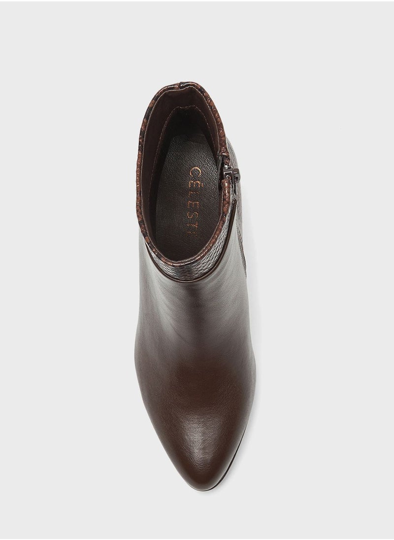 Celeste - Pointed Toe Mid Heel Ankle Boots - Image 1