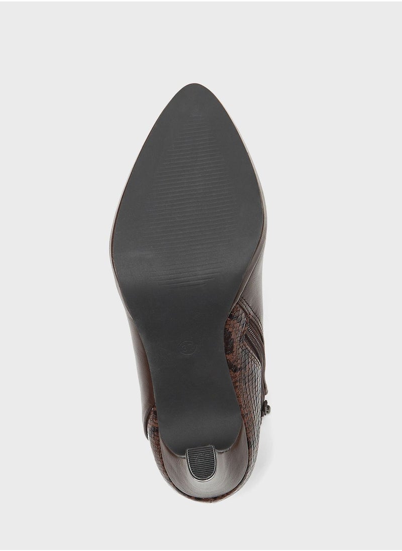 Celeste - Pointed Toe Mid Heel Ankle Boots - Image 1