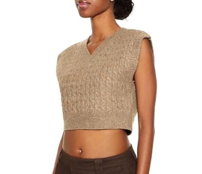 FOREVER 21 Cropped Cable Knit Sweater Vest - Image 4