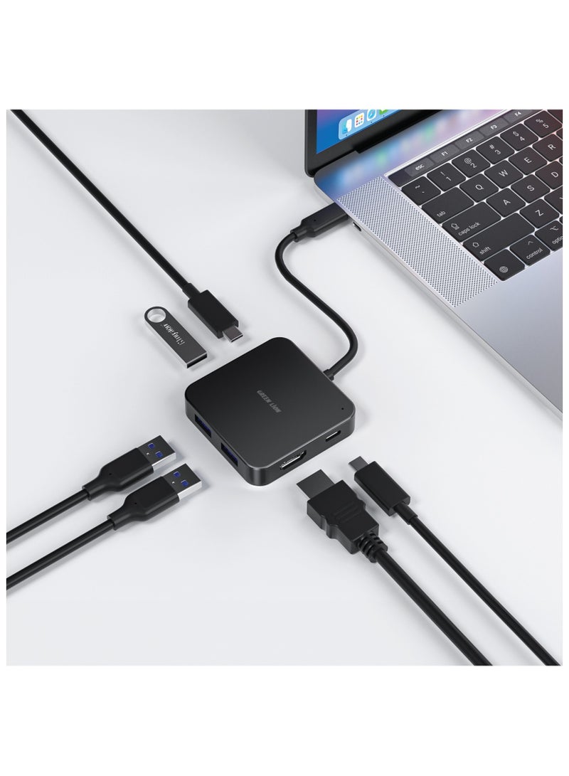 GREEN LION GHB-7 7 in 1 USB-C HUB / Type-C Upstream Port / USB-A Ports / 5 Gbps Data Transfer / Type-C Input Port: PD 100W Max - Black - Image 2
