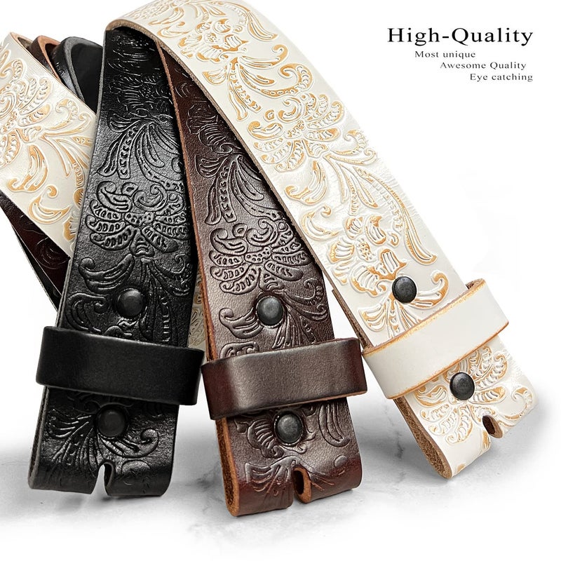 Belts.com Western Tooled Floral Embossed Full Grain Genuine Leather Belt Strap 1-1/2"(38mm) Wide (Black 32) - Image 2