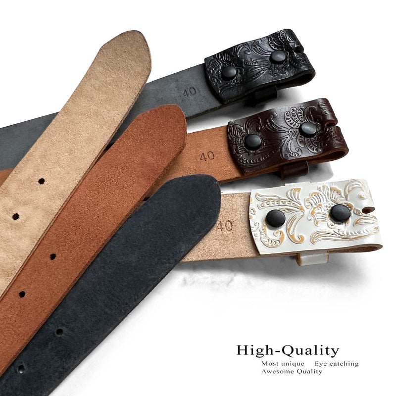 Belts.com Western Tooled Floral Embossed Full Grain Genuine Leather Belt Strap 1-1/2"(38mm) Wide (Black 32) - Image 3