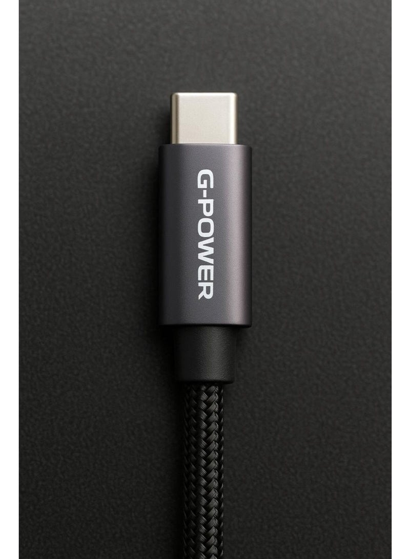 G-Power GP-C47 USB-C to USB-C (65W) Braided cable, Support Apple iPhone 17/16 /15 Series, iPad Pro, USB-C MacBook, Samsung Galaxy, Pixel and Tablets, 1M - Black - Image 3