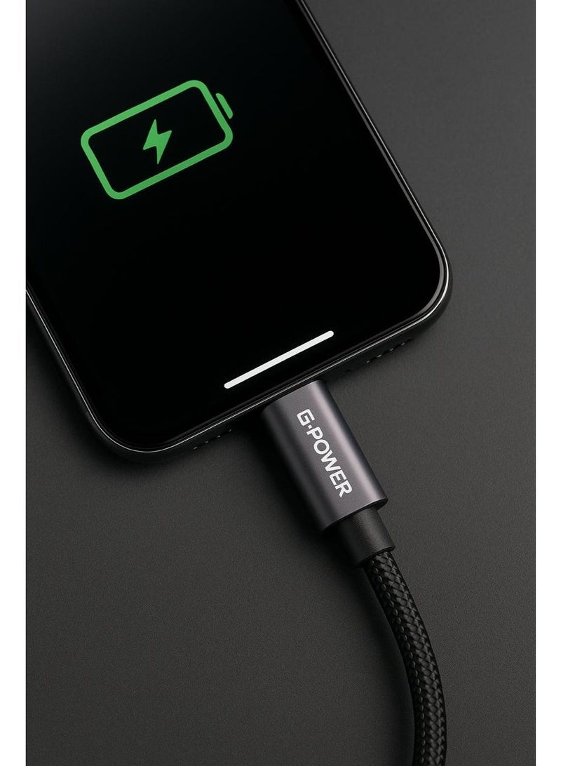 G-Power GP-C47 USB-C to USB-C (65W) Braided cable, Support Apple iPhone 17/16 /15 Series, iPad Pro, USB-C MacBook, Samsung Galaxy, Pixel and Tablets, 1M - Black - Image 4