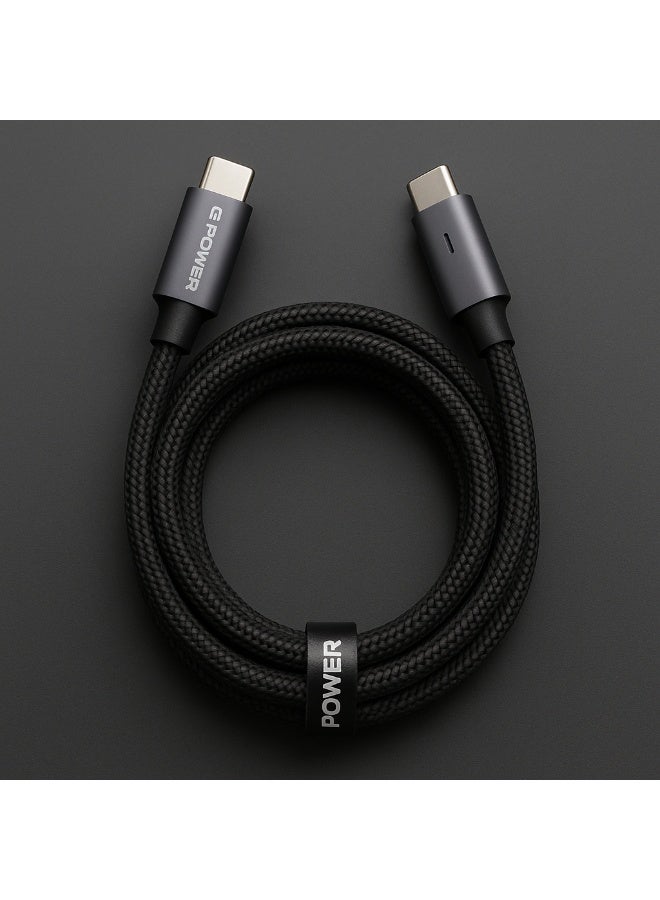 G-Power GP-C47 USB-C to USB-C (65W) Braided cable, Support Apple iPhone 17/16 /15 Series, iPad Pro, USB-C MacBook, Samsung Galaxy, Pixel and Tablets, 1M - Black - Image 2