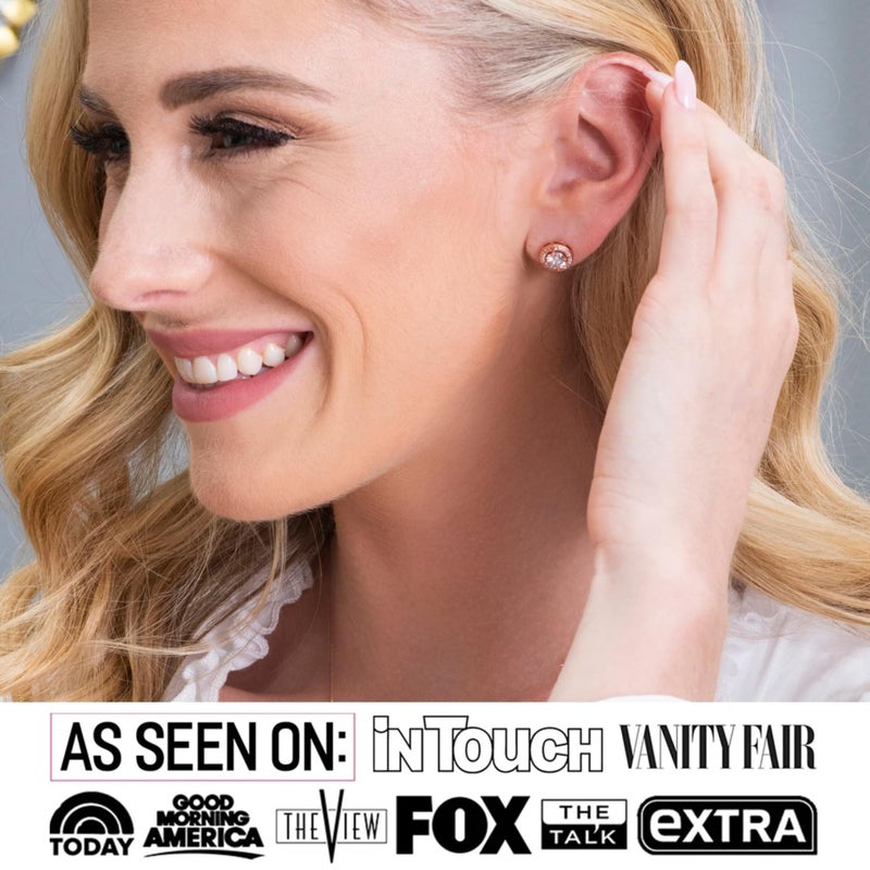 Cate & Chloe Ariel 18k White Gold Plated Halo Stud Earrings For Women | Sterling Silver Stud with Round Cut Crystals, Cubic Zirconia Silver Earring Set, Gift for Her on Christmas, Anniversary - Image 3