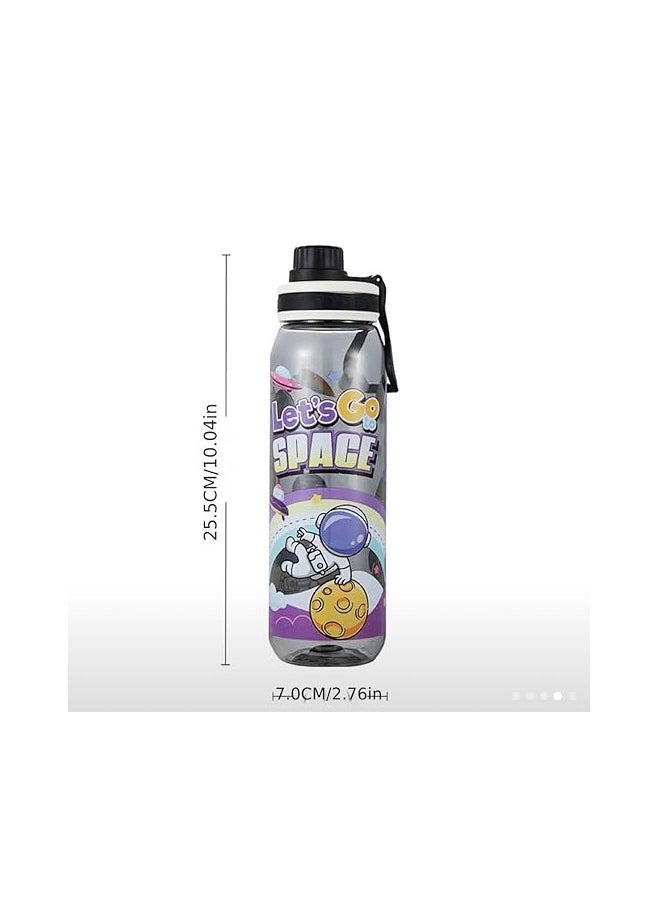 800ml Astronaut-Themed Portable Water Bottle with Carry Handle - BPA-Free, Lightweight Plastic, Ideal for Outdoor Sports & Fitness Enthusiasts
