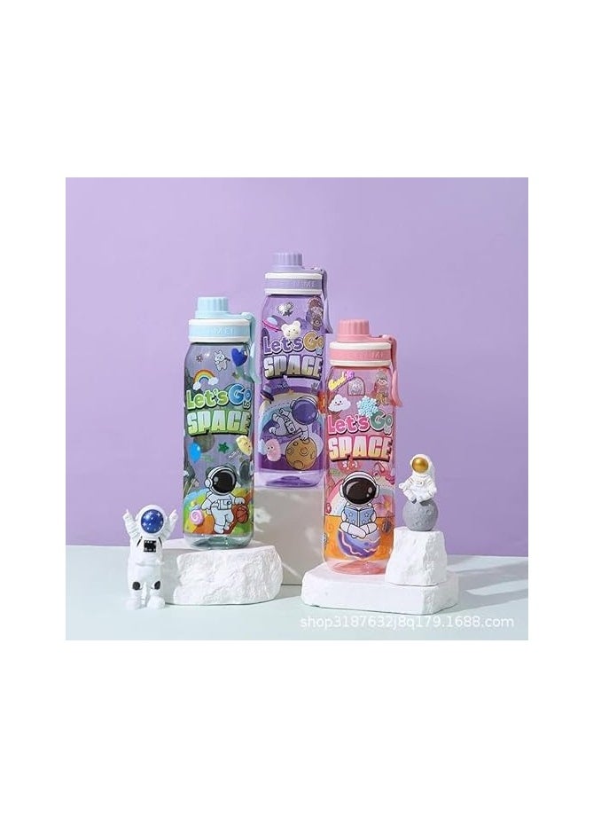 800ml Astronaut-Themed Portable Water Bottle with Carry Handle - BPA-Free, Lightweight Plastic, Ideal for Outdoor Sports & Fitness Enthusiasts