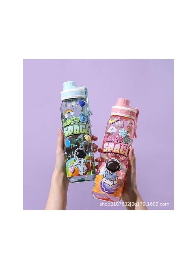 800ml Astronaut-Themed Portable Water Bottle with Carry Handle - BPA-Free, Lightweight Plastic, Ideal for Outdoor Sports & Fitness Enthusiasts