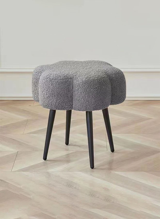 Taimi Boucle Fabric Chair Elegant Cloud Design with Metal Legs, Vanity Table Chair, Bedroom Dressing Chair, Shoe Changing Chair - Grey - Image 1