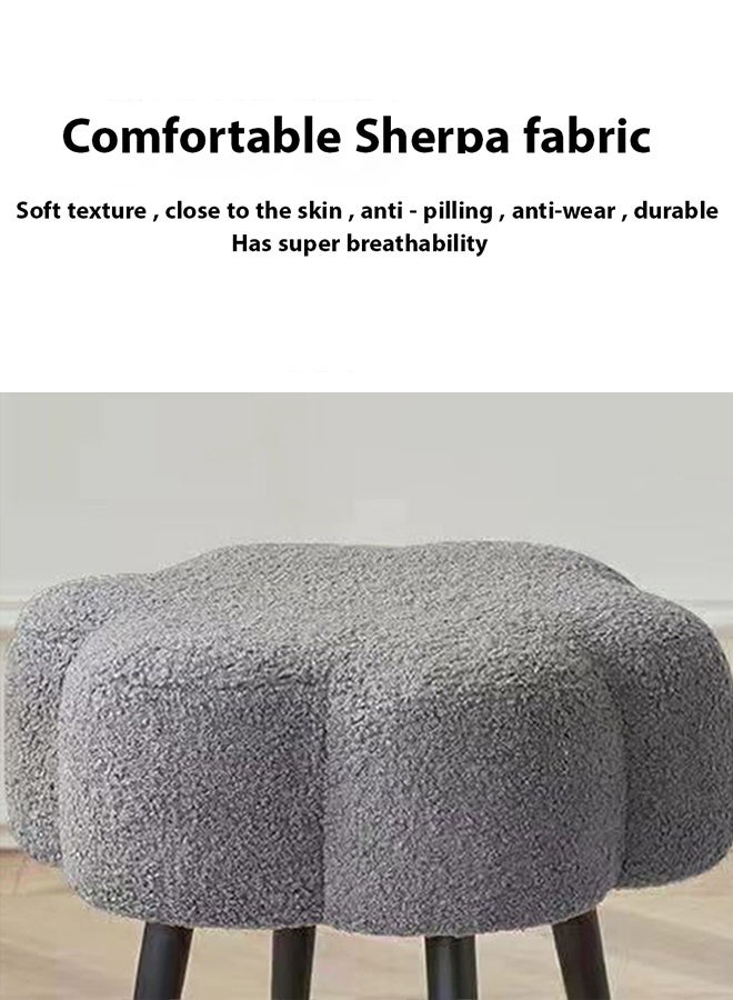 Taimi Boucle Fabric Chair Elegant Cloud Design with Metal Legs, Vanity Table Chair, Bedroom Dressing Chair, Shoe Changing Chair - Grey - Image 3