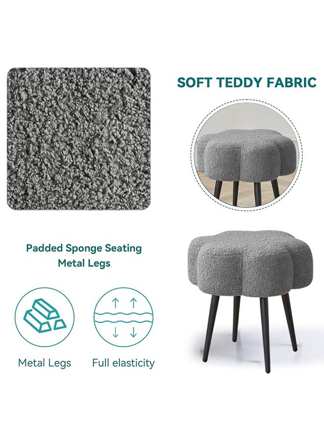 Taimi Boucle Fabric Chair Elegant Cloud Design with Metal Legs, Vanity Table Chair, Bedroom Dressing Chair, Shoe Changing Chair - Grey - Image 2