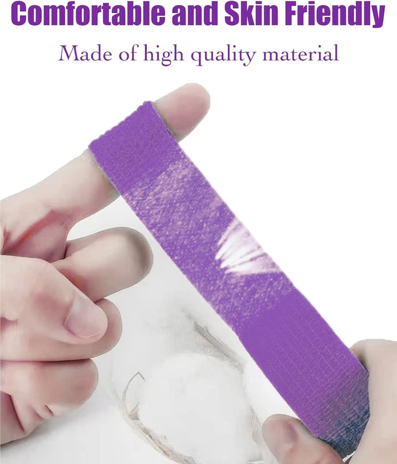 WUXTANGZ Self Adherent Bandage Wrap 1 Inch 5 Yards Athletic Elastic Non Woven Cohesive Tape for Stretch Sport First Aid Medical Wrist Ankle Sprains Swelling and Vet Wrap 12 Pack Purple - Image 2