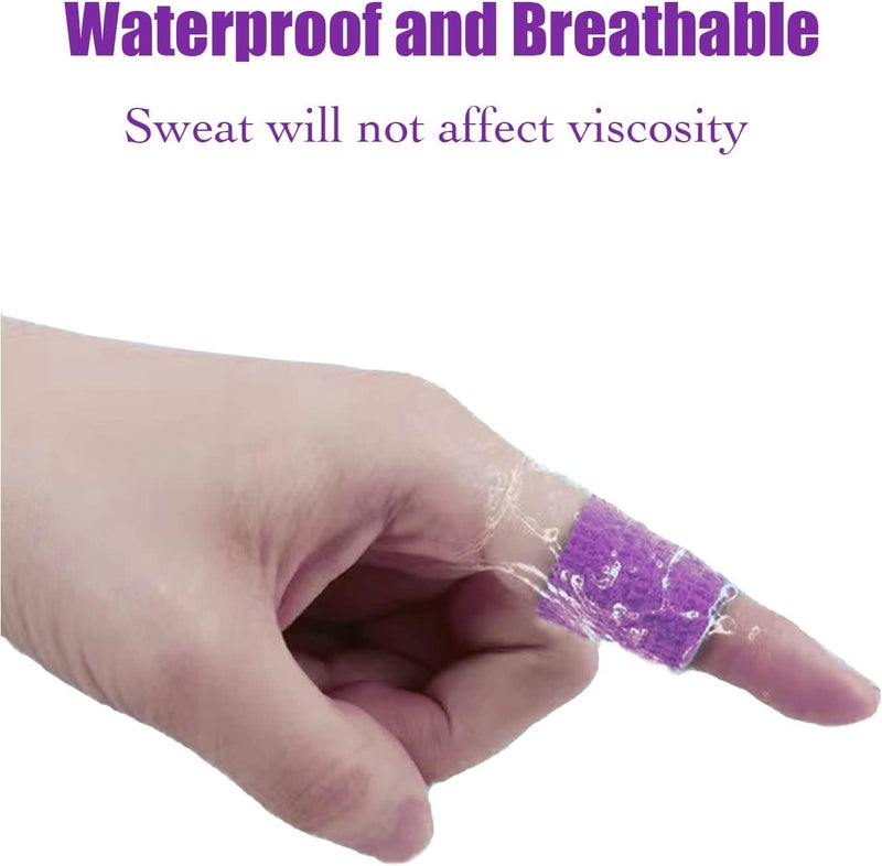 WUXTANGZ Self Adherent Bandage Wrap 1 Inch 5 Yards Athletic Elastic Non Woven Cohesive Tape for Stretch Sport First Aid Medical Wrist Ankle Sprains Swelling and Vet Wrap 12 Pack Purple - Image 3