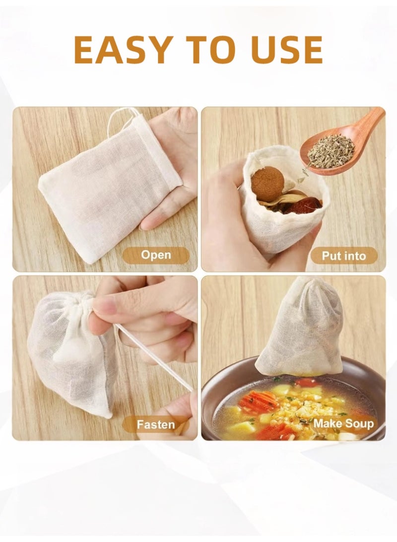 الآلة الصغيرة أكياس القطن الشاش مناسبة لـ: شاي الأعشاب، أوراق الشاي، القهوة، الطهي، التخمير، التصفية، الترشيح، أكياس نقع المرق، مرق اللحم، المرق، وأكياس الطهي. - Image 4