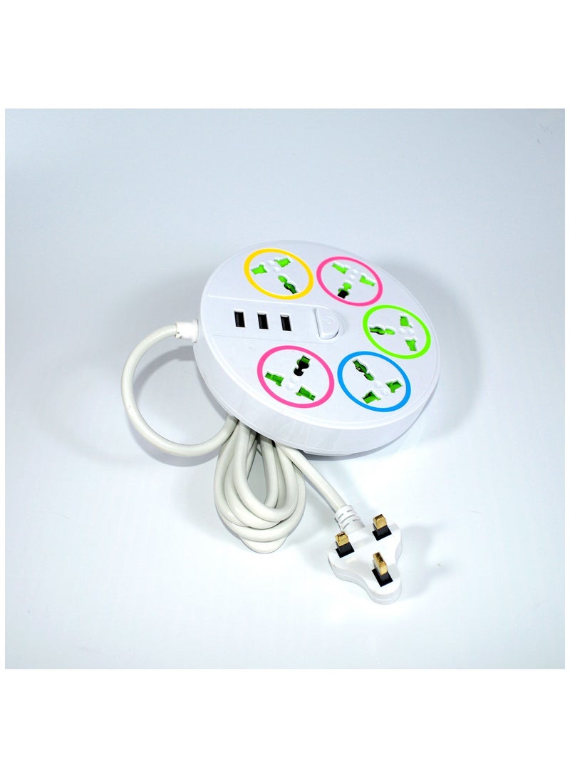 USB controlled power socket with switch tabletop extension socket round shape strip - Image 2