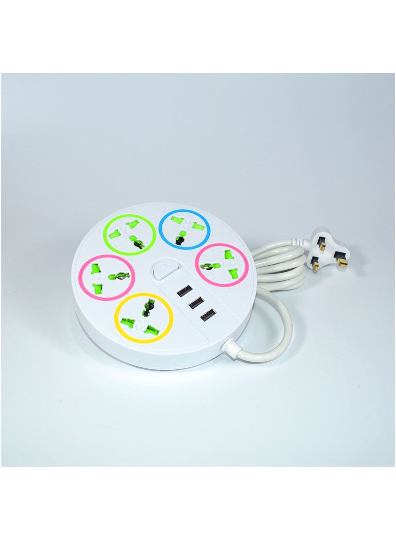 USB controlled power socket with switch tabletop extension socket round shape strip - Image 1