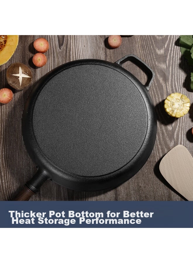 Telssida Thick Cast Iron Skillet, Uncoated Iron Non-stick Pan For Stir-frying, Frying Eggs, Pancakes, Steak, Versatile Cooking Pan - Image 3
