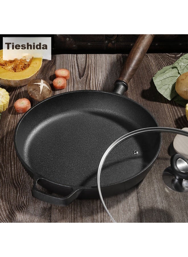 Telssida Thick Cast Iron Skillet, Uncoated Iron Non-stick Pan For Stir-frying, Frying Eggs, Pancakes, Steak, Versatile Cooking Pan - Image 1