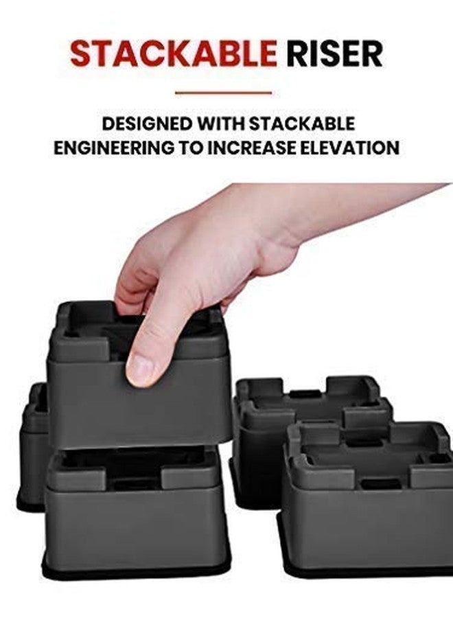 iPrimio Stackable Furniture Risers, Fits Caster Wheels - Square, Bed Risers 2 Inch Lift, Heavy Duty, 4 Pack, Up To 5000lbs - Bed Raising Blocks - Bed Lifts For College Dorm Rooms, Couches, Desks - Image 3