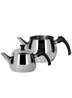 Serenk Traditional Stainless Steel Turkish Tea Pot,1L Upper 1.5L Lower Double Tea Pots, Stove Top Turkish Tea Kettle, Rapid Boil Turkish Teapot with Insulation Base, Kettle and Tea Pot Set, Serenk Modernist Series  - Image 2