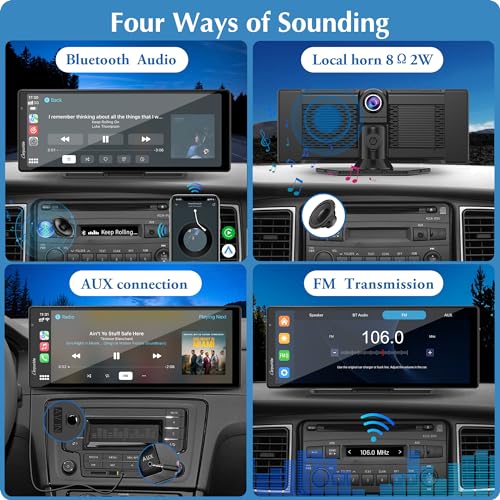 Carpuride 4K W903 Portable Wireless Carplay & Android Auto with Dash Cam - 9.3" HD IPS Screen, 4K Front Camera, Loop Recording, Bluetooth, Mirror Link, GPS, Siri, Dashboard Mounted - Image 3