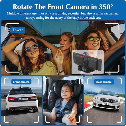 Carpuride 4K W903 Portable Wireless Carplay & Android Auto with Dash Cam - 9.3" HD IPS Screen, 4K Front Camera, Loop Recording, Bluetooth, Mirror Link, GPS, Siri, Dashboard Mounted - Image 5