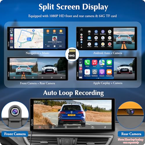 Carpuride 4K W903 Portable Wireless Carplay & Android Auto with Dash Cam - 9.3" HD IPS Screen, 4K Front Camera, Loop Recording, Bluetooth, Mirror Link, GPS, Siri, Dashboard Mounted - Image 4