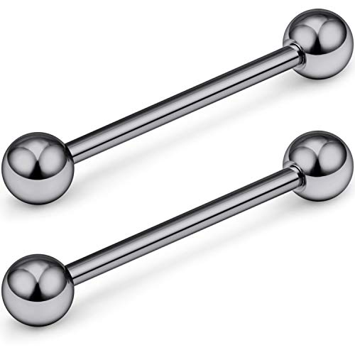 SCERRING Grade 23 Titanium Externally Threaded Nipple Bar Barbell Rings Piercing Retainer 14G 9/16Inch Sold as a Pair - Image 1