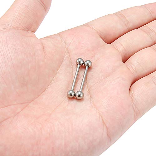 SCERRING Grade 23 Titanium Externally Threaded Nipple Bar Barbell Rings Piercing Retainer 14G 9/16Inch Sold as a Pair - Image 4