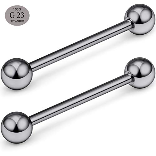SCERRING Grade 23 Titanium Externally Threaded Nipple Bar Barbell Rings Piercing Retainer 14G 9/16Inch Sold as a Pair - Image 2