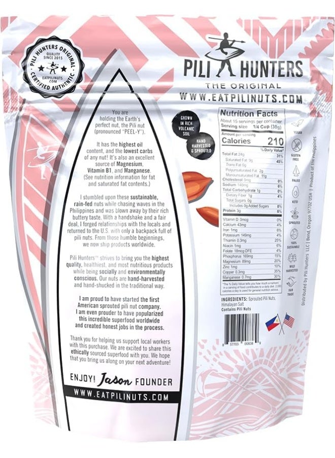 Pili Hunters - Wild Sprouted Pili Nuts, Himalayan Salt (1 lb Bag) Keto/Paleo/Vegan Snacks, Low Carb Energy, Gluten Free, No Sugar Added, Superfood, The Original - Image 2