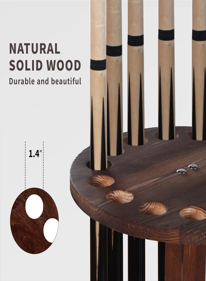 Lnmuzm 360° Rotating Natural Wood Pool Stick Holder, Floor Stand Pool Cue Rack Holds 15 Sticks, Storage Organizer for Billiard Room, Easy to Install, Round Base, Great Billiard Gifts for Men - Image 5