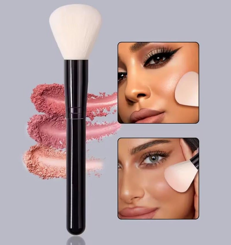 1pc Round Head Foundation Makeup Brush & Blush Brush & Powder, Soft And Multifunctional Fiber For Daily Makeup-BLACK - Image 2