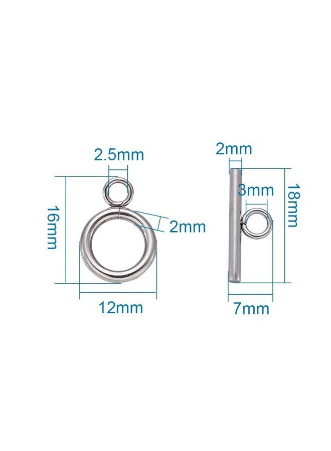 Kissitty 20 Sets 304 Stainless Steel Round IQ Toggle Clasps & Tbar Clasps for Necklace Bracelet Jewelry Making Silver Tone, Sterling Silver - Image 5