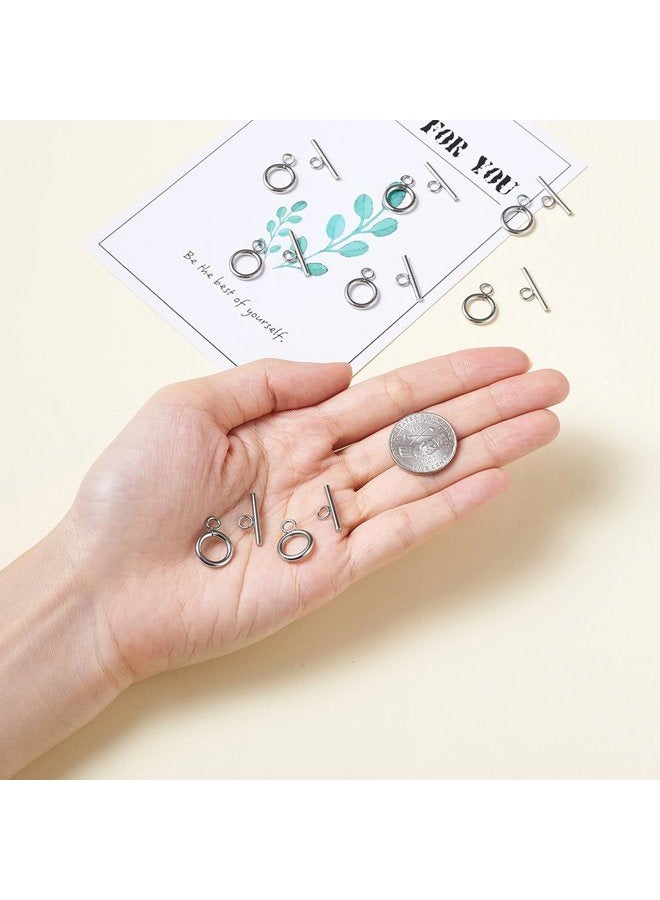 Kissitty 20 Sets 304 Stainless Steel Round IQ Toggle Clasps & Tbar Clasps for Necklace Bracelet Jewelry Making Silver Tone, Sterling Silver - Image 4