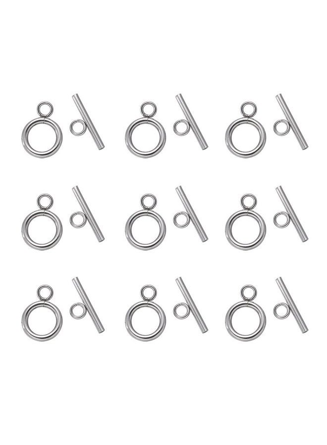 Kissitty 20 Sets 304 Stainless Steel Round IQ Toggle Clasps & Tbar Clasps for Necklace Bracelet Jewelry Making Silver Tone, Sterling Silver - Image 1