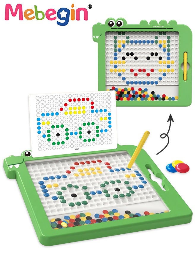 ميبيجين لوحة رسم مغناطيسية، لوح رسم مغناطيسي، لوح رسم مغناطيسي مع خرزات نقطية و10 بطاقات مرجعية، لوح رسم مغناطيسي مقاوم للخدش، لعبة مونتيسوري، لعبة سفر إبداعية، هدية مثالية للأطفال من عمر 3 سنوات فأكثر - Image 1
