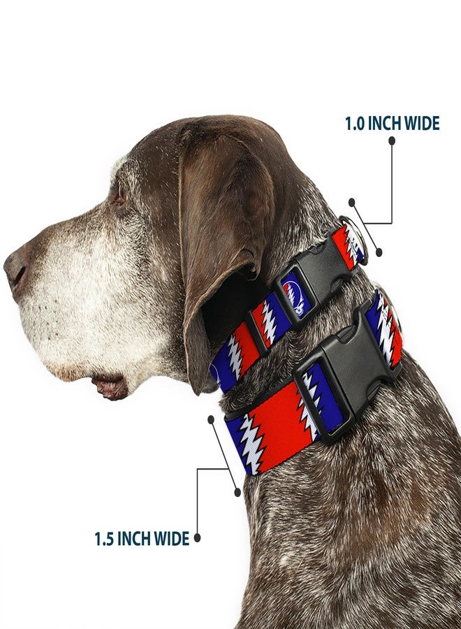Buckle Down Dog Collar Plastic Clip Steal Your Face Lightning Bolt Repeat Red White Blue 11 to 17 Inches 1.0 Inch Wide - Image 2