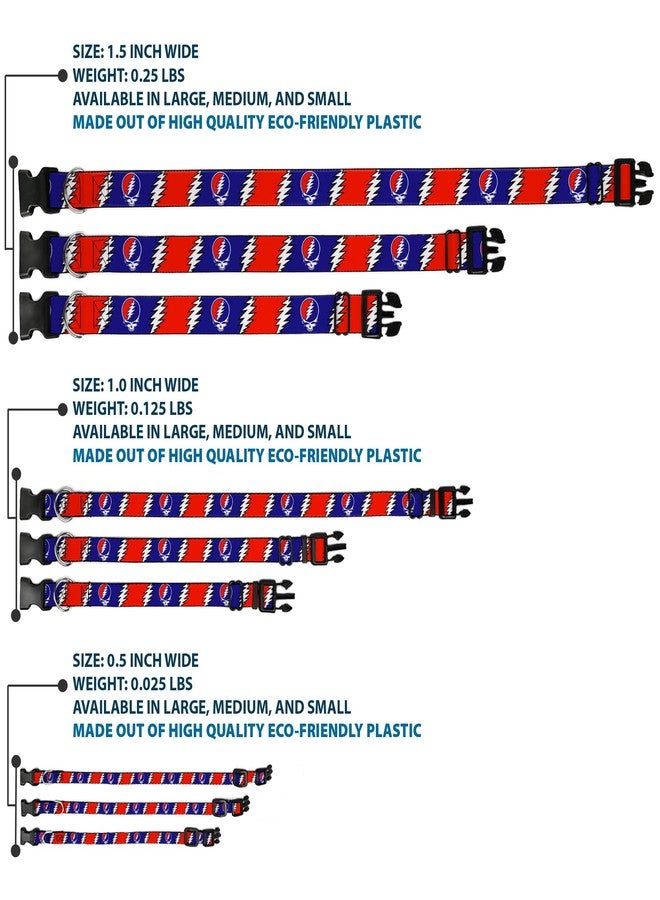 Buckle Down Dog Collar Plastic Clip Steal Your Face Lightning Bolt Repeat Red White Blue 11 to 17 Inches 1.0 Inch Wide - Image 3