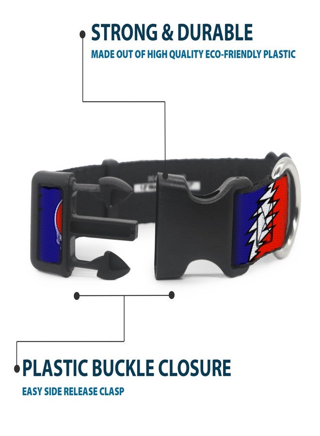 Buckle Down Dog Collar Plastic Clip Steal Your Face Lightning Bolt Repeat Red White Blue 11 to 17 Inches 1.0 Inch Wide - Image 4